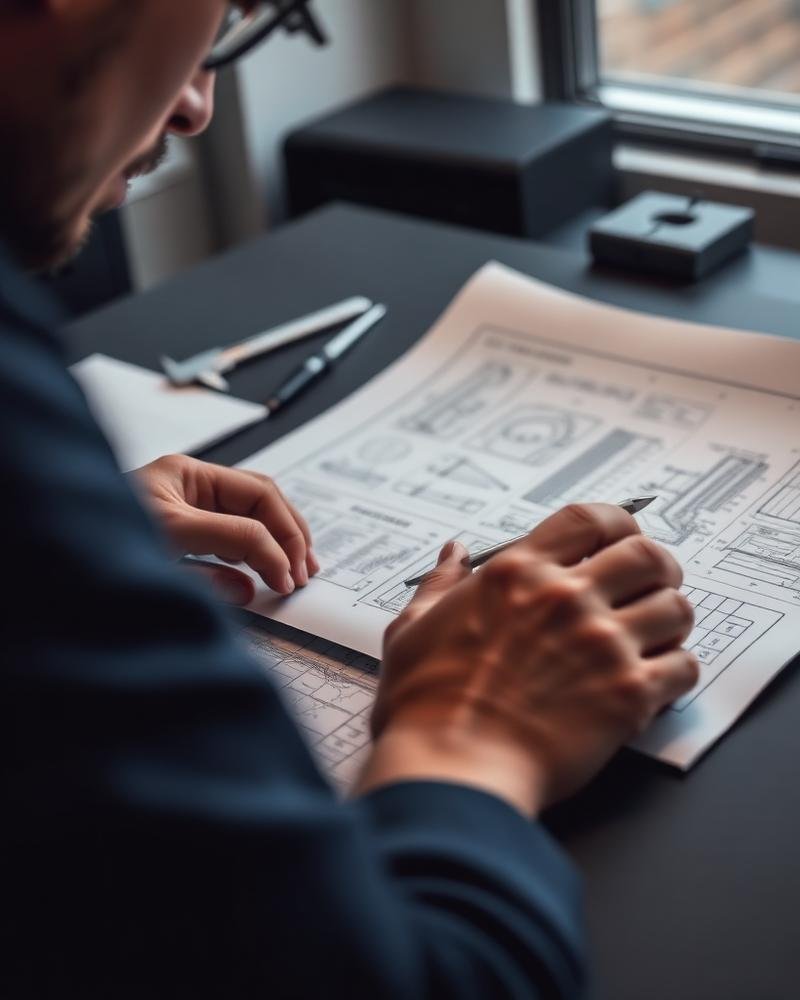 مهندس يعمل على المخططات